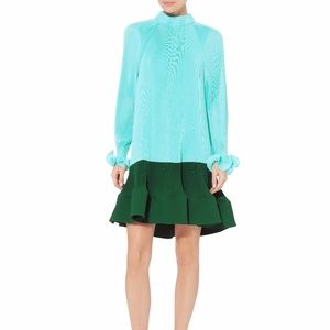 Tibi Tie Back Colorblocked Pleated Dress